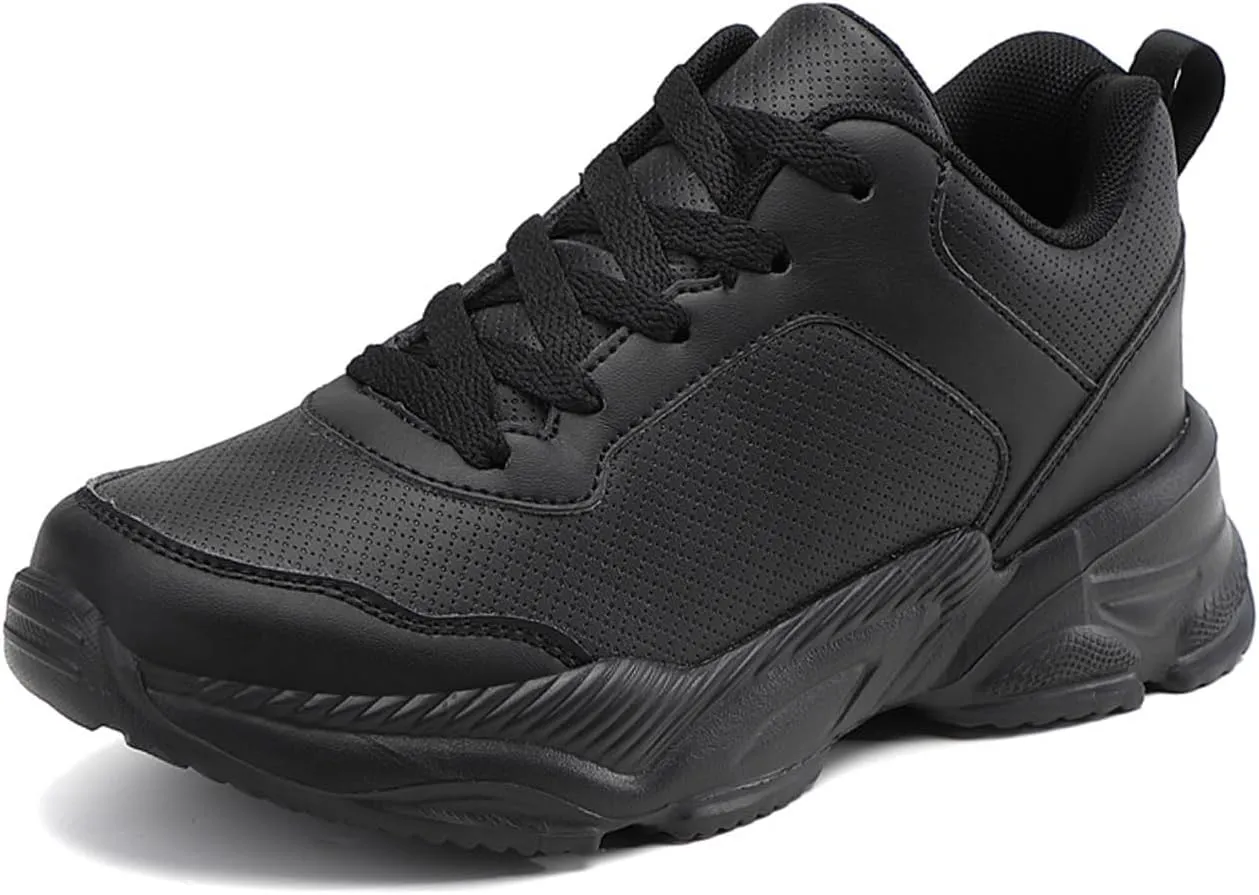 Aceptolcom Chunky Sneakers for Women Fashion Platform Leather Casual Dad Shoes Comfortable Wedge Walking Sport Sneakers