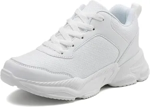 Aceptolcom Chunky Sneakers for Women Fashion Platform Leather Casual Dad Shoes Comfortable Wedge Walking Sport Sneakers