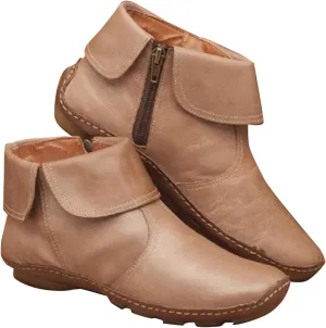 Ankle Boots for Women No Heel New Arch Support Boots Side Zipper Vintage Leather Damping Shoes Flat Heel Booties