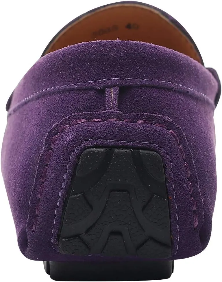 ANUFER Mens Elegant Buckle Loafers Comfort Suede Driving Shoes Stylish Moccasin Slippers