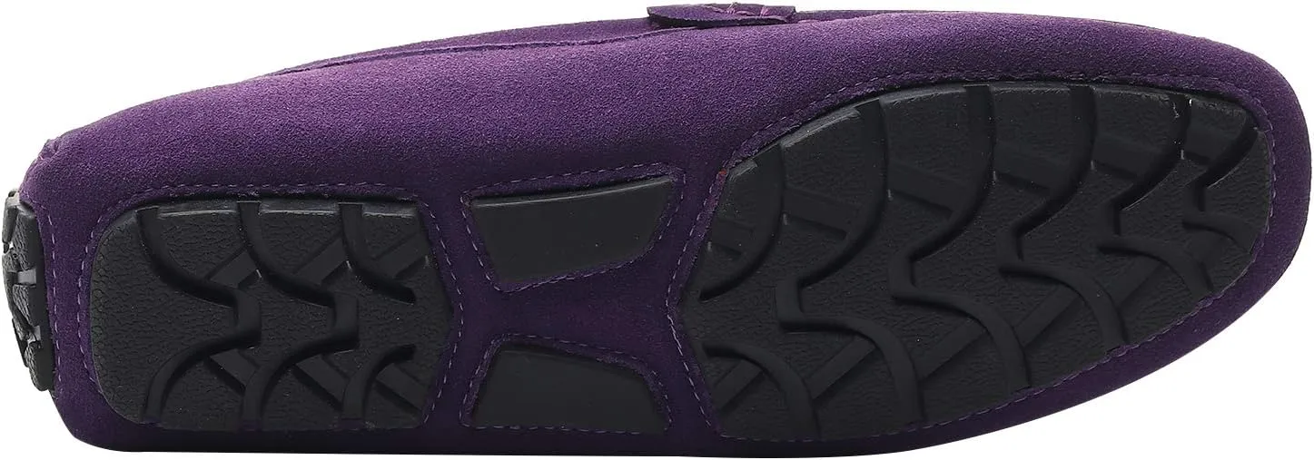 ANUFER Mens Elegant Buckle Loafers Comfort Suede Driving Shoes Stylish Moccasin Slippers
