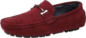 ANUFER Mens Elegant Buckle Loafers Comfort Suede Driving Shoes Stylish Moccasin Slippers