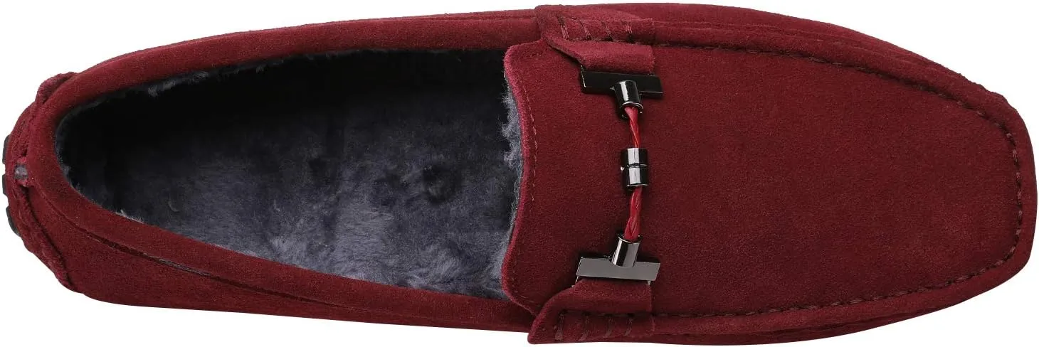 ANUFER Mens Elegant Buckle Loafers Comfort Suede Driving Shoes Stylish Moccasin Slippers