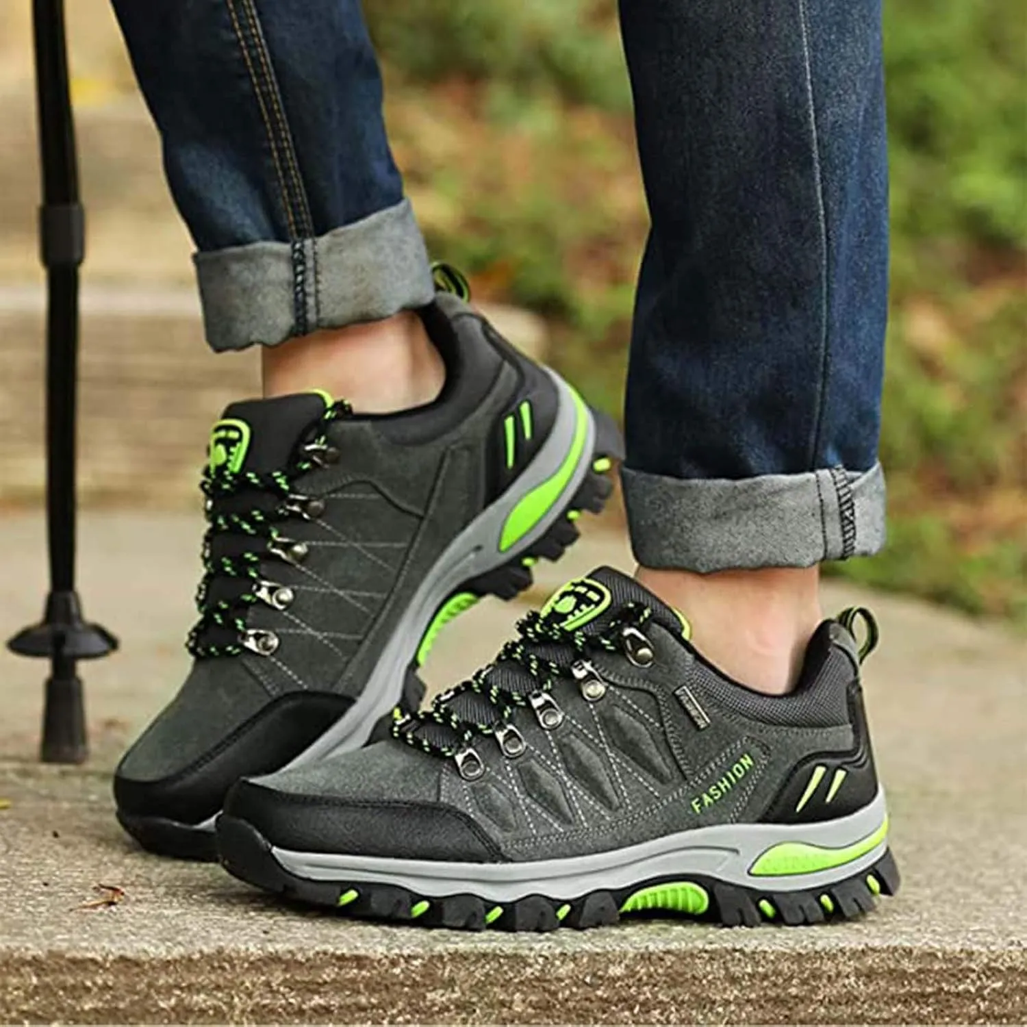 Arch Support Hiking Shoes for Men Lightweight Breathable Slip on Running Shoe Non Slip Work Sport Shoes for Men