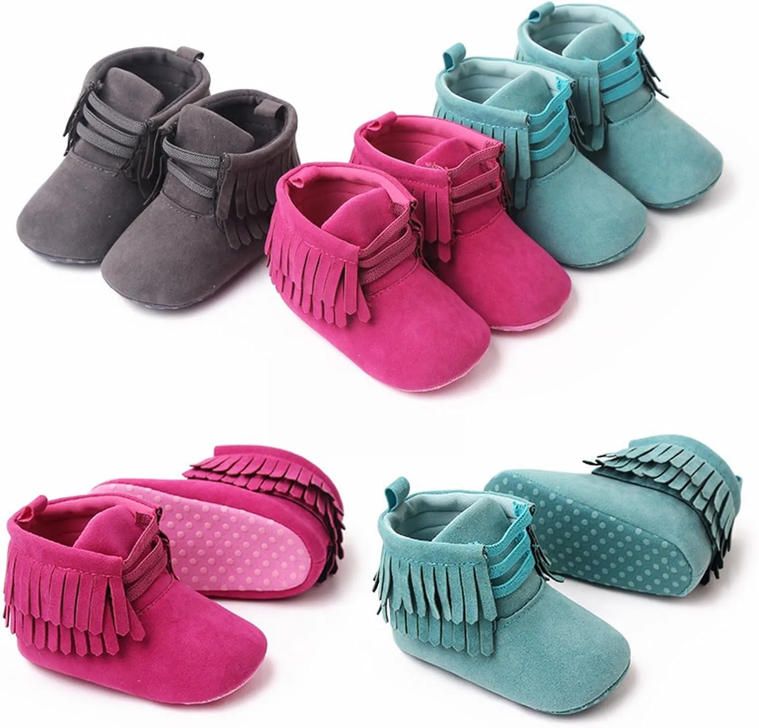 Baby Girls Boys Snow Boots Soft Sole Warm Winter Booties Anti Slip Toddler Newborn Shoes High Heels Tassel Booties