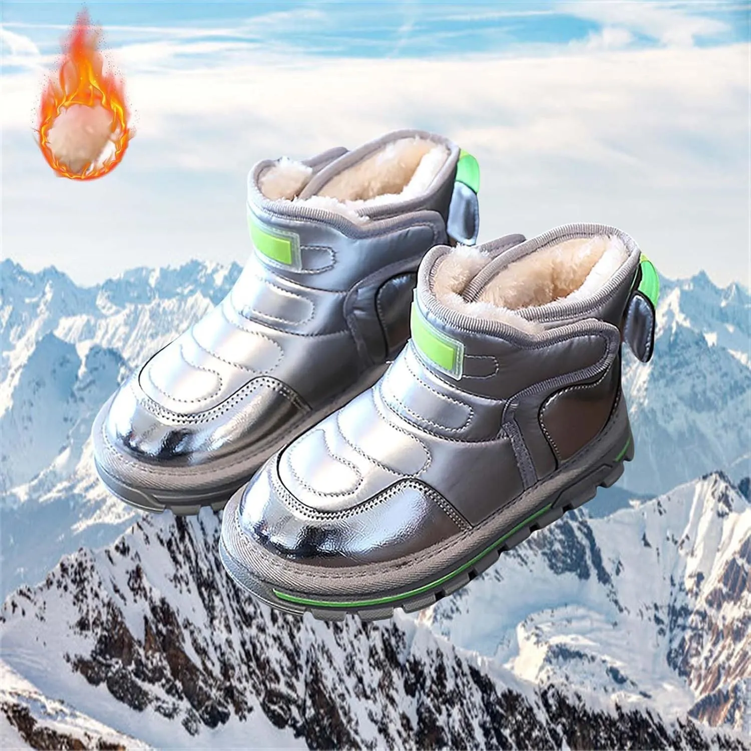 Baby Infant Boys Open Toe Loafers Snow Booties Leather Non Slip Ski Shoes Ankle Fashion Sport Boots Winter Warm Casual