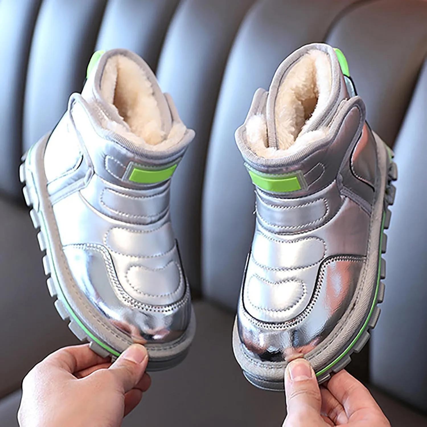Baby Infant Boys Open Toe Loafers Snow Booties Leather Non Slip Ski Shoes Ankle Fashion Sport Boots Winter Warm Casual