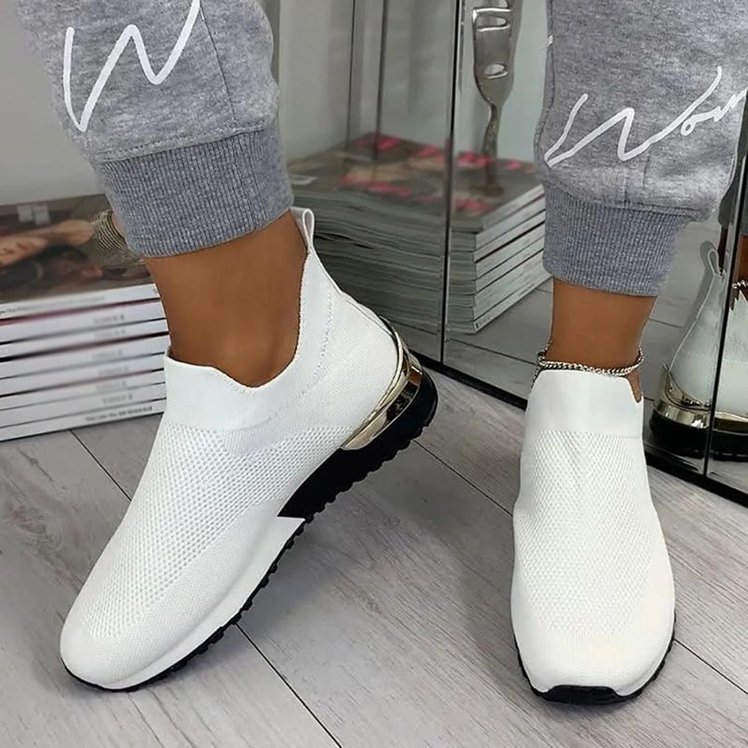 Black Platform Tennis Shoes for Women Slip On Sneakers Women Arch Support Platform Womens Casual Shoes Slip Ons with Arch Support Women's Sneakers Womens Black Sneakers Size 7w