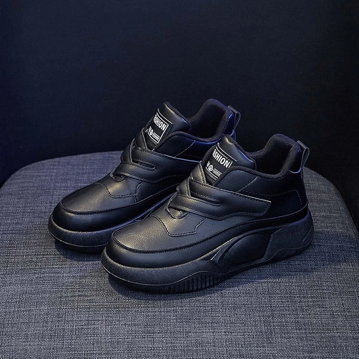 Black Sneakers for Women Fashion Platform Hiking Shoes Round Toe Lace Up Outdoor Running Sneaker Casual Footwear