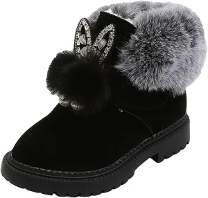 Boots for Girls Fuzzy Warm Winter Short Boots with Furry Faux Fur Lining Bootie Shoes for Toddler Little Big Kids Girl