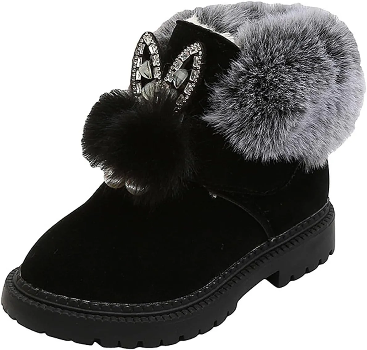 Boots for Girls Fuzzy Warm Winter Short Boots with Furry Faux Fur Lining Bootie Shoes for Toddler Little Big Kids Girl