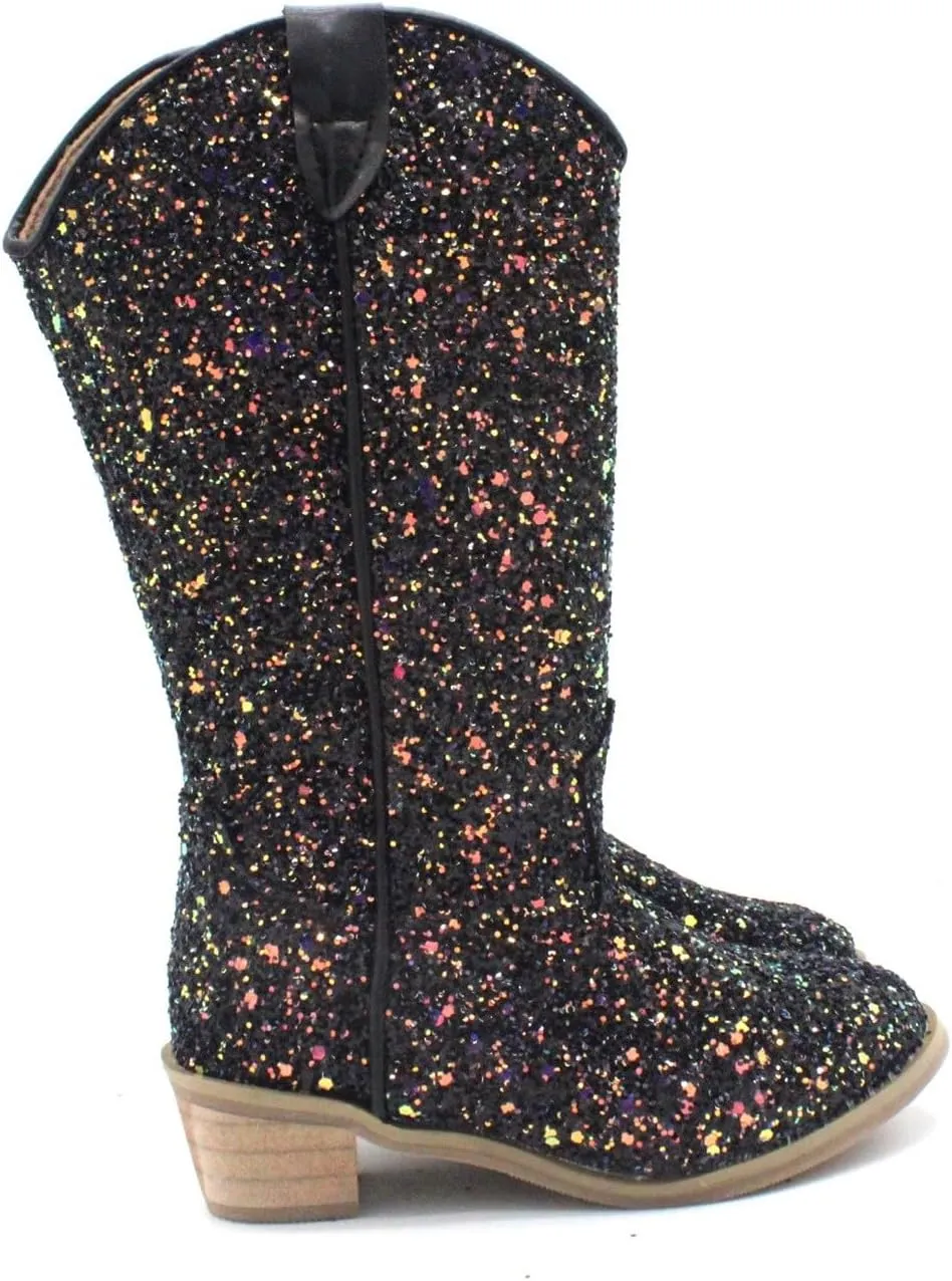 Boots for Little Girls Mid Calf Pointed Toe Kid Cowboy Boots Side Zipper Classic Embroidered Western Boots Horse Riding Shoes for Toddler Kids