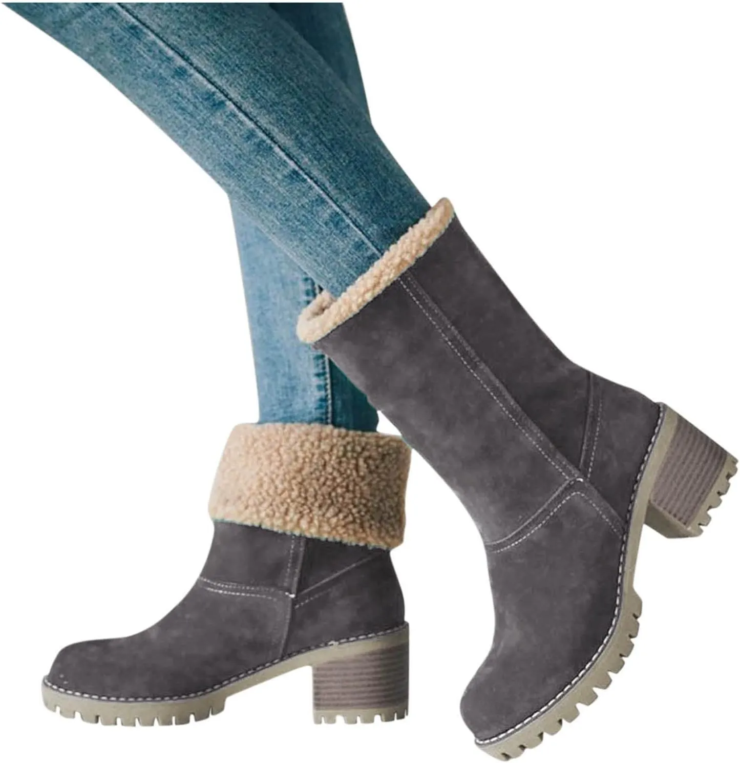 Boots for Women Winter Warm Snow Boots Ladies Casual Fashion Booties Ankle Boots Shoes Female Mid Calf Boots