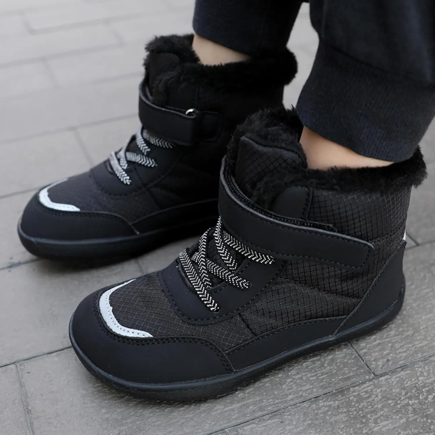 Boys Girls Barefoot Winter Boots With Wide Toe Box Slip Drop Sole Ankle Winter Snow Boots For Boys Size 5 Shoes