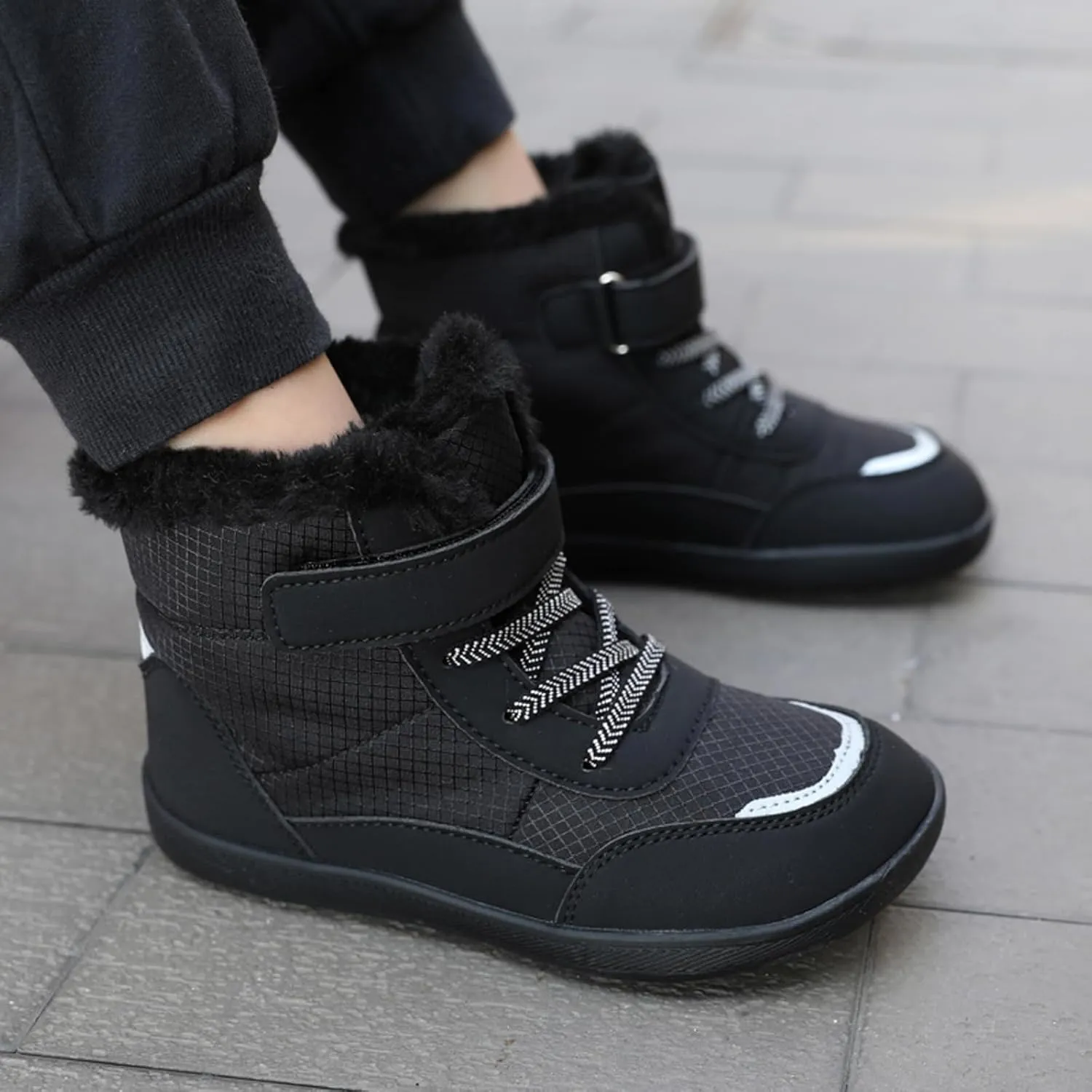 Boys Girls Barefoot Winter Boots With Wide Toe Box Slip Drop Sole Ankle Winter Snow Boots For Boys Size 5 Shoes