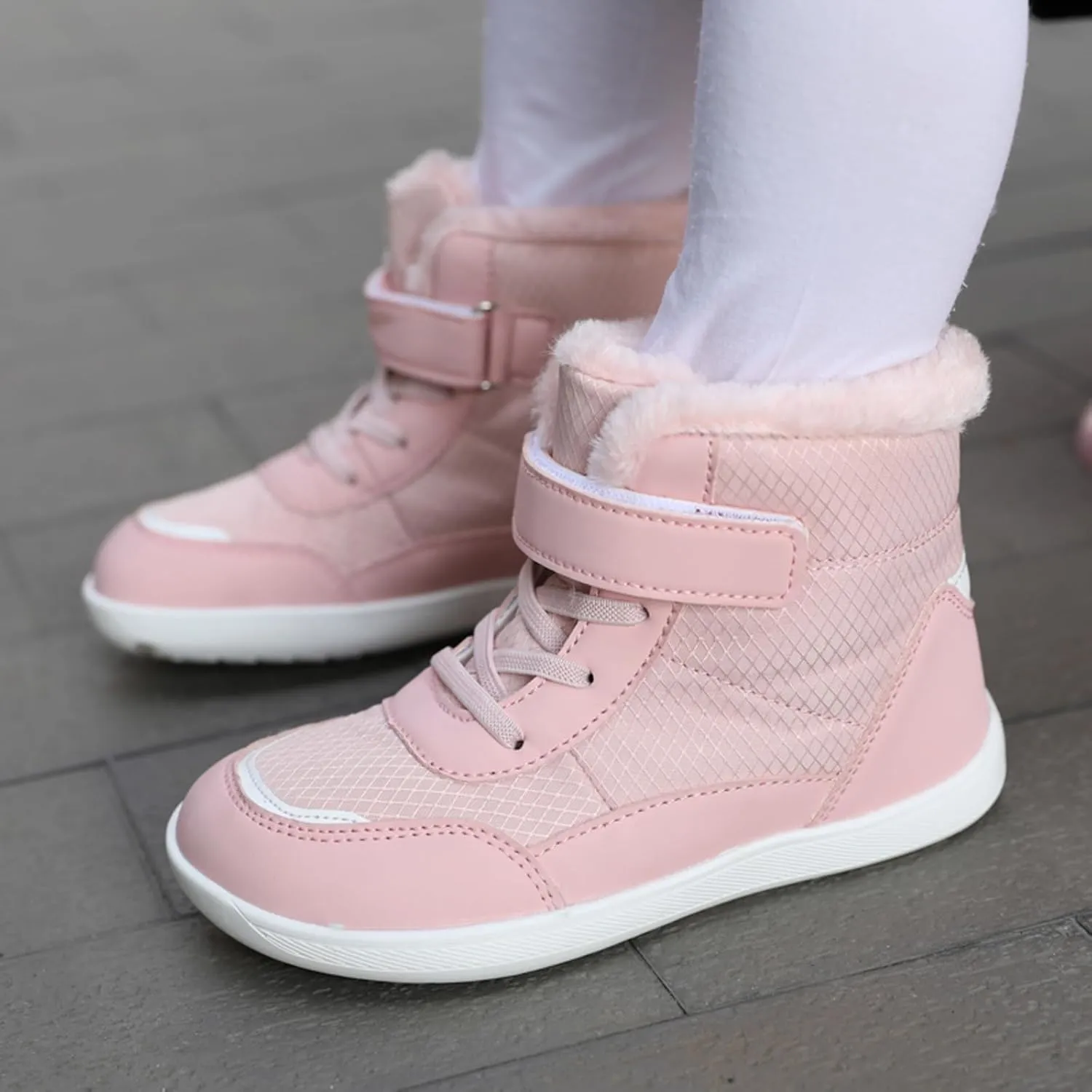 Boys Girls Barefoot Winter Boots With Wide Toe Box Slip Drop Sole Ankle Winter Snow Boots For Boys Youth Casual Boots