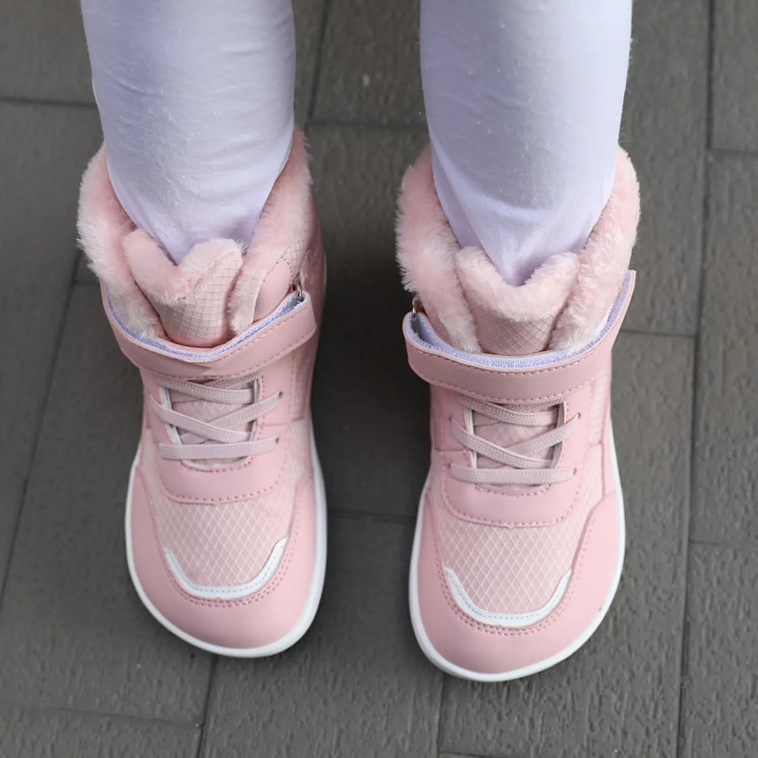 Boys Girls Barefoot Winter Boots With Wide Toe Box Slip Drop Sole Ankle Winter Snow Boots For Boys Youth Casual Boots