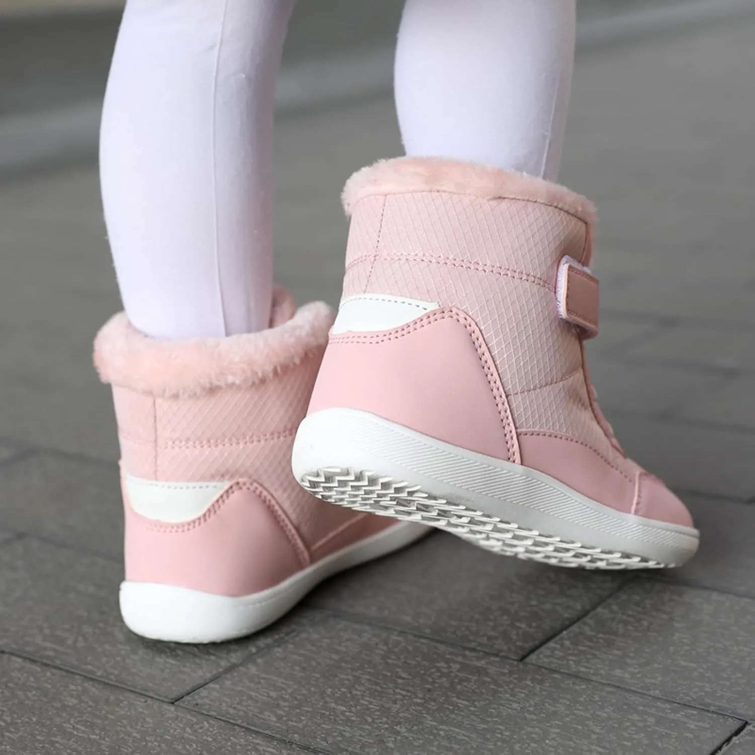 Boys Girls Barefoot Winter Boots With Wide Toe Box Slip Drop Sole Ankle Winter Snow Boots For Boys Youth Casual Boots