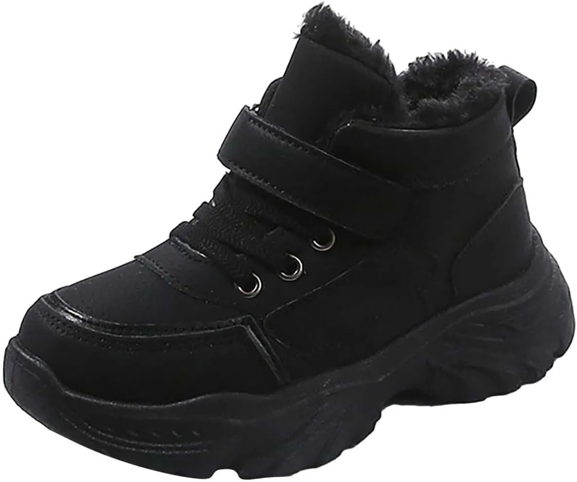 Boys Girls Snow Ankle Boots Winter Slip On Warm  Lined Lightweight Water-Proof Cold Girls Knee Boots Size 2