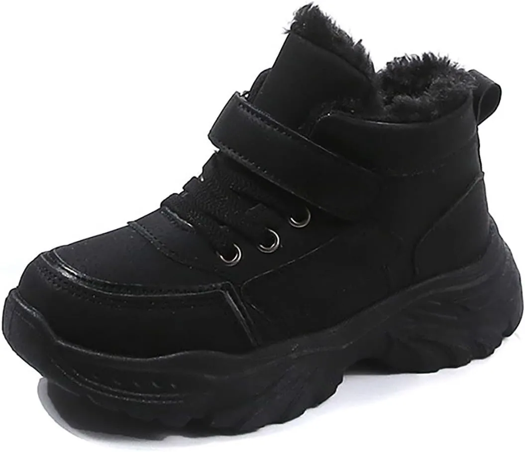Boys Girls Snow Ankle Boots Winter Slip On Warm  Lined Lightweight Water-Proof Cold Girls Knee Boots Size 2