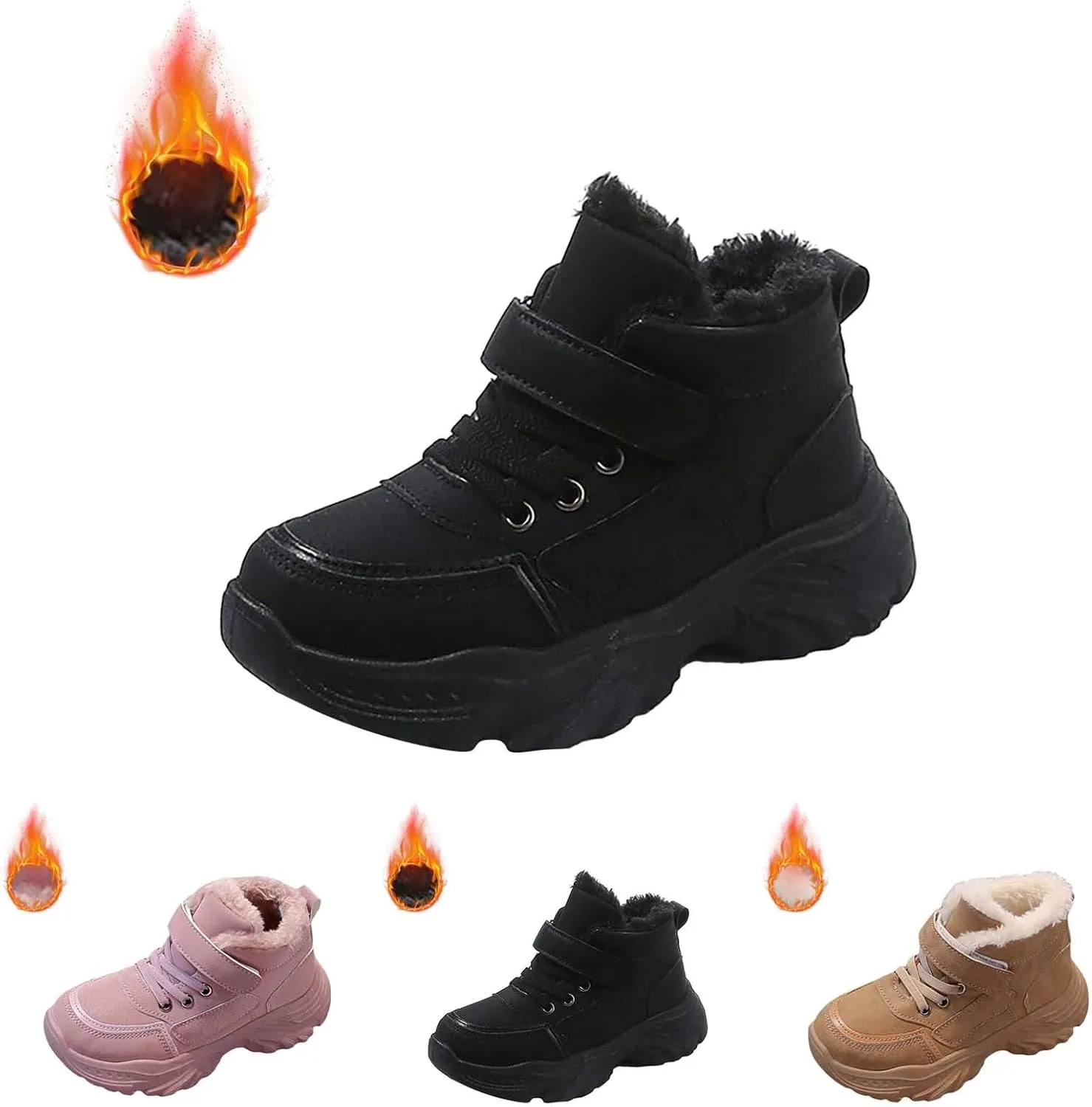Boys Girls Snow Ankle Boots Winter Slip On Warm  Lined Lightweight Water-Proof Cold Girls Knee Boots Size 2