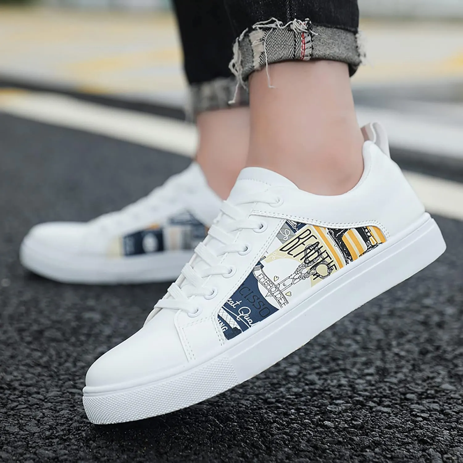 Casual Sneakers for Women Outdoor Trainers Zapatos OrtopéDicos De Mujer para El Trabajo 6 1/2 Wide Width Women Flat Shoes Casual White Sneakers for Women Womens Non Slip Work Shoes Slip Ons