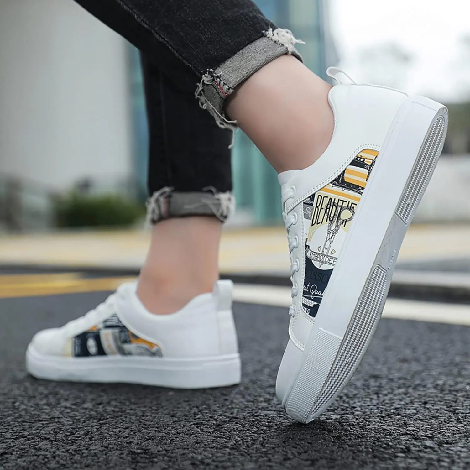 Casual Sneakers for Women Outdoor Trainers Zapatos OrtopéDicos De Mujer para El Trabajo 6 1/2 Wide Width Women Flat Shoes Casual White Sneakers for Women Womens Non Slip Work Shoes Slip Ons
