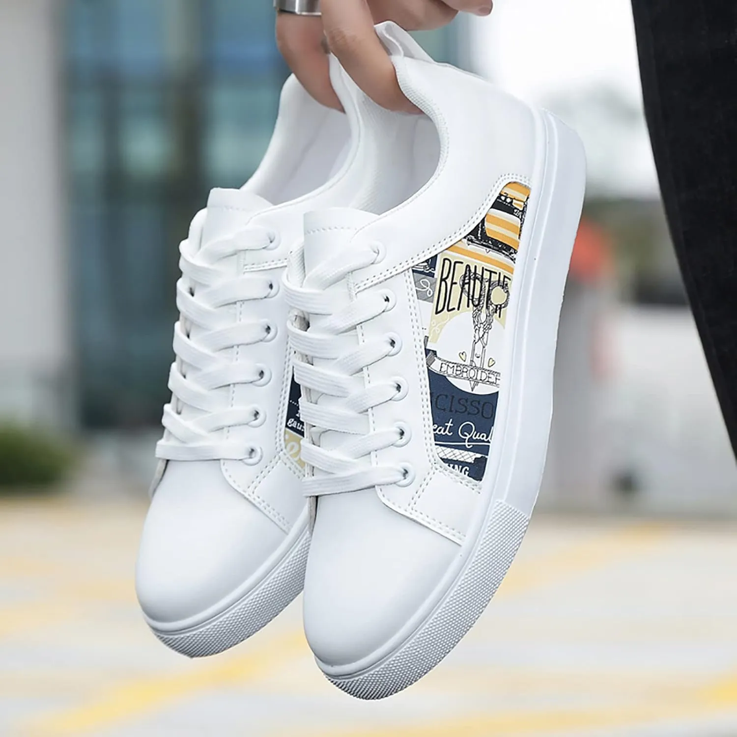 Casual Sneakers for Women Outdoor Trainers Zapatos OrtopéDicos De Mujer para El Trabajo 6 1/2 Wide Width Women Flat Shoes Casual White Sneakers for Women Womens Non Slip Work Shoes Slip Ons