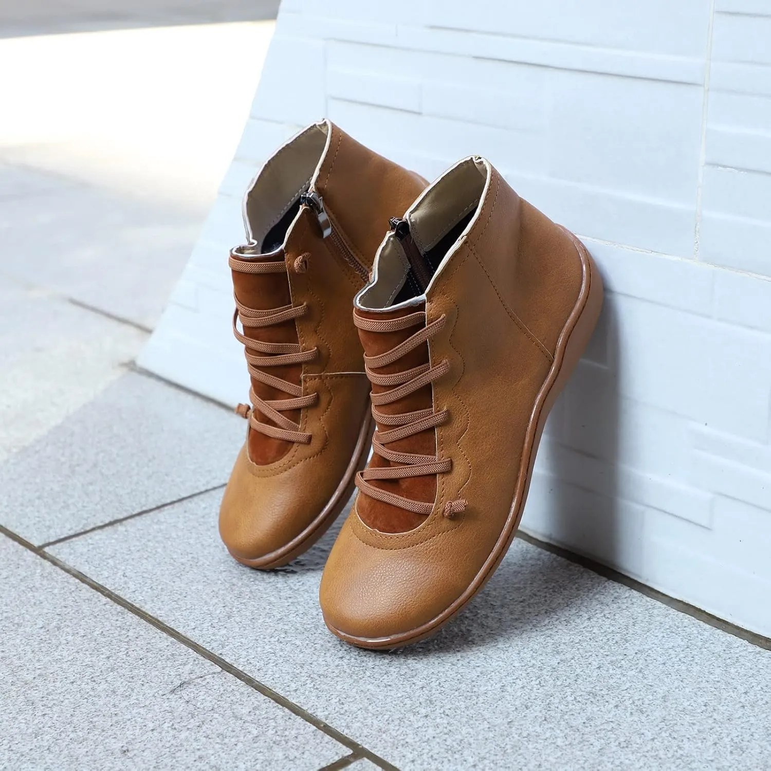 Cathalem Booties for Women Cut out Dress Casual Booties Casual Slip On Loafers Pointed Toe Chunky Block Low Heel Shoes