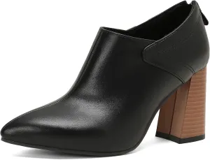 Chunky High Heels Loafers Womens Pointed Toe Court Shoes