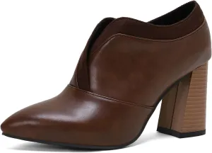 Chunky High Heels Loafers Womens Pointed Toe Court Shoes