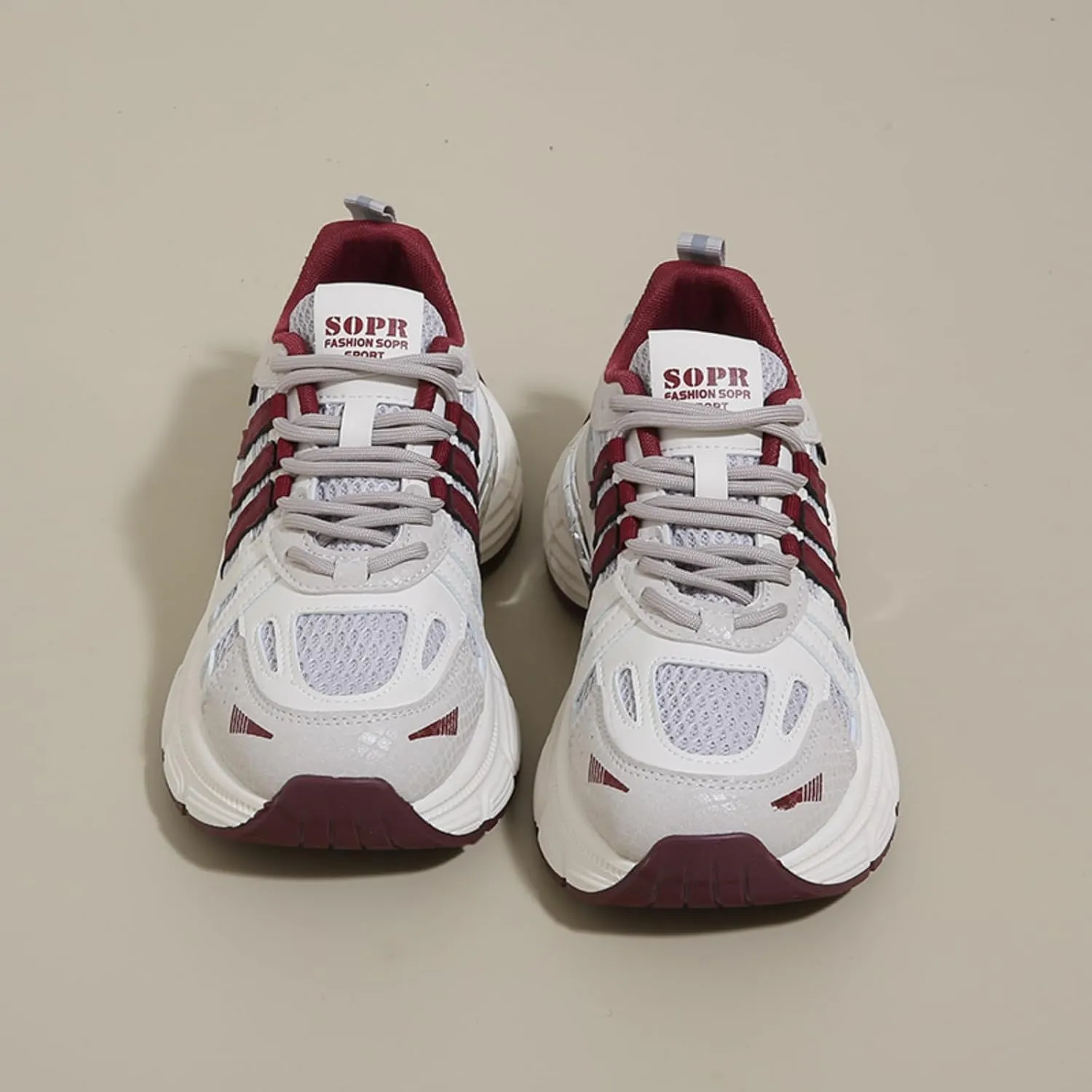 Chunky Sneakers for Women, Womens Fashion Sneakers, Lightweight Leather Sneakers for Women, Comfortable Casual Lace-Up Breathable Dad Shoes