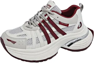 Chunky Sneakers for Women, Womens Fashion Sneakers, Lightweight Leather Sneakers for Women, Comfortable Casual Lace-Up Breathable Dad Shoes