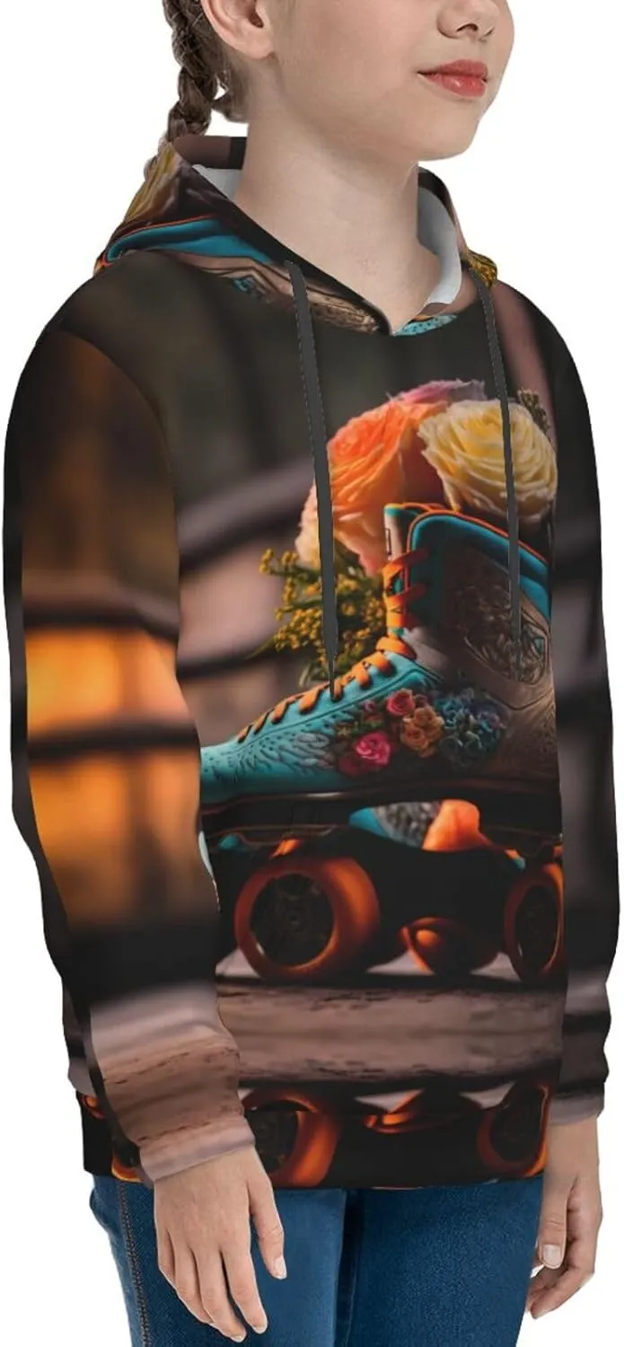 Classic Floral Blue Skate Shoes Hoodies for Teen - Clothes Size Youth Pullover Hoodies & Sweatshirts with Pocket