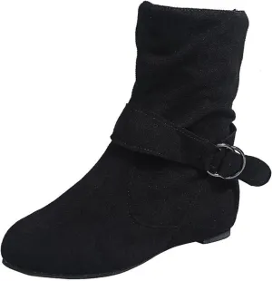 Cowboy Boots for Women Mid Knee High Boots Platform Heel Fringe Side Zipper Fashion Winter Shoes Cowgirl Booties