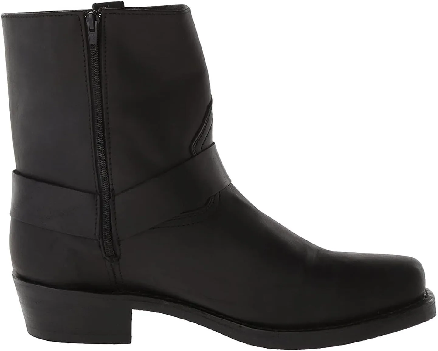 Cowboy Boots for Women Retro Straps Mid Calf Motorcycle Boots Casual Square Toe Western Short Boots with Zipper