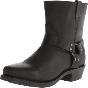 Cowboy Boots for Women Retro Straps Mid Calf Motorcycle Boots Casual Square Toe Western Short Boots with Zipper