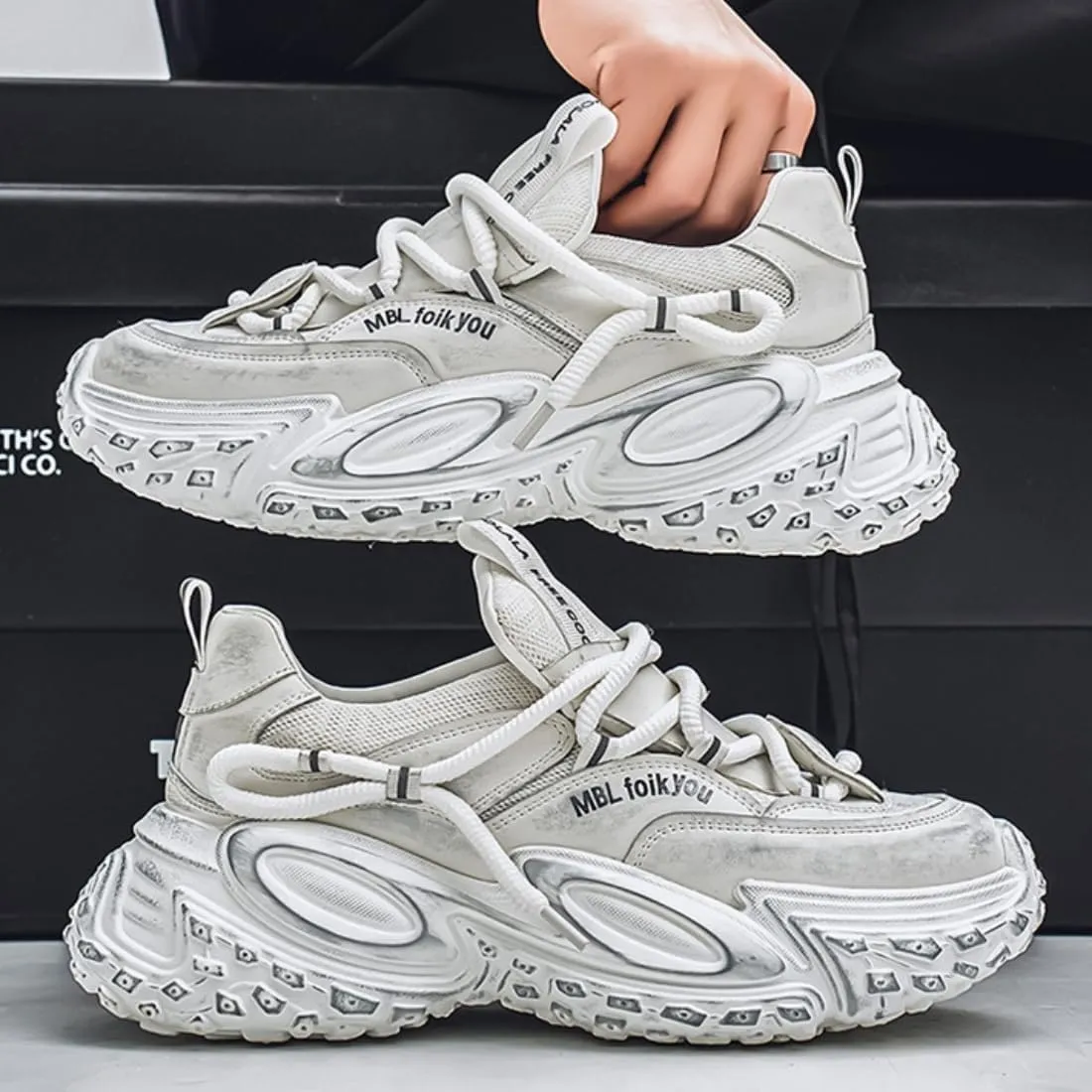 Cute Lace Up Platform Comfortable Breathable Casual Dad Shoes Solid Color Thick Sole Sneakers for Women