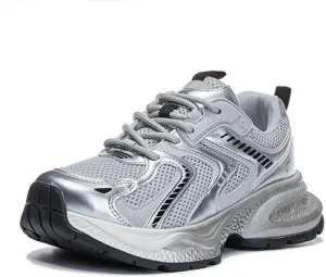 Dad Shoes-Women's Fashion Sneakers White Thick Bottom Trainers Casual Breathable Comfortable Lace Up Platform Shoes Women's Chunky Heel Oxford Shoes