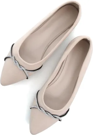 Dear Time Women's Pointed Toe Flat Shoes Rhinestone Chain Shiny Loafers Dress Comfortable Ballets Shoes for Office Work