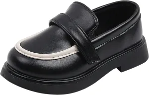 EnJoCho Kids Sport Shoes Toddler Boys Girls Dress Shoes PU Leather Wedding School Loafer Flats Boys Dress Shoes (Black, 29)