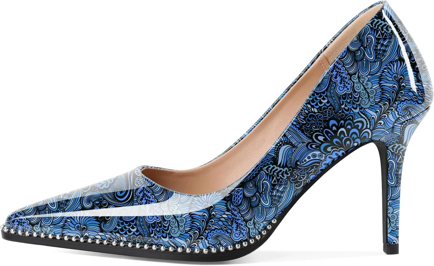 Esvowido Women's High Heels Pumps Closed Pointed Toe Stiletto Heels Comfortable Slip on Stiletto Pumps 3.5 Inch High Heels for Ladies Wedding Work Office