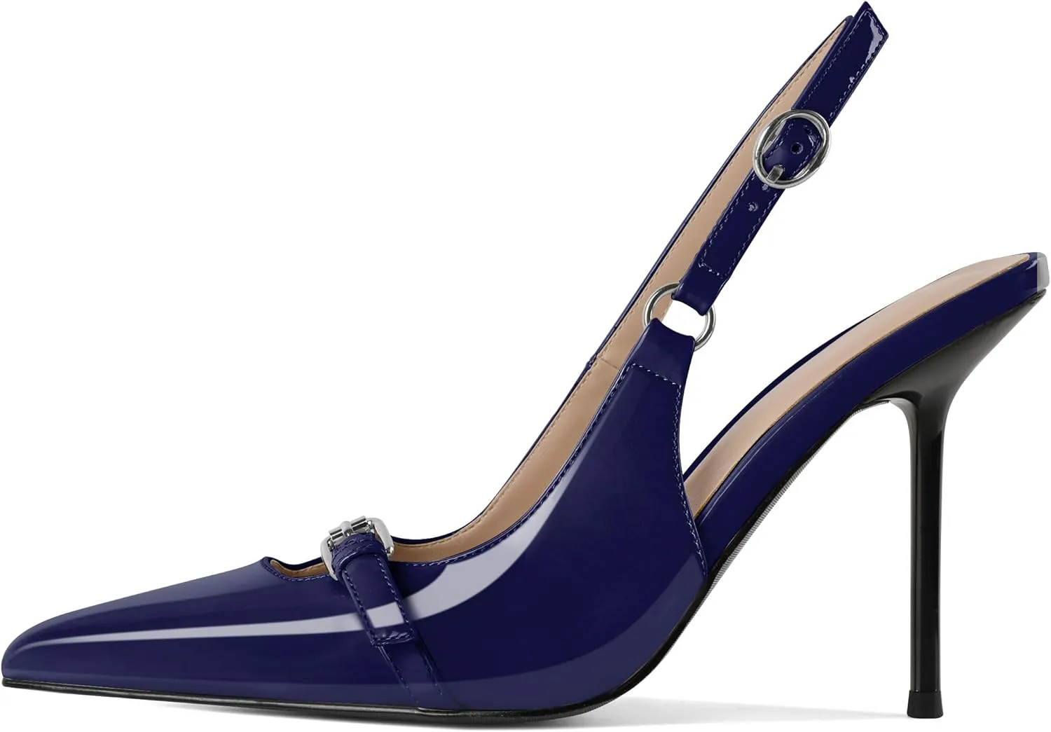 Esvowido Womens Slingback High Heels Pumps Slip-on Closed Pointed Toe Pumps Stiletto Slingback Heels Shoes Patent Leather Dress High Heels for Women