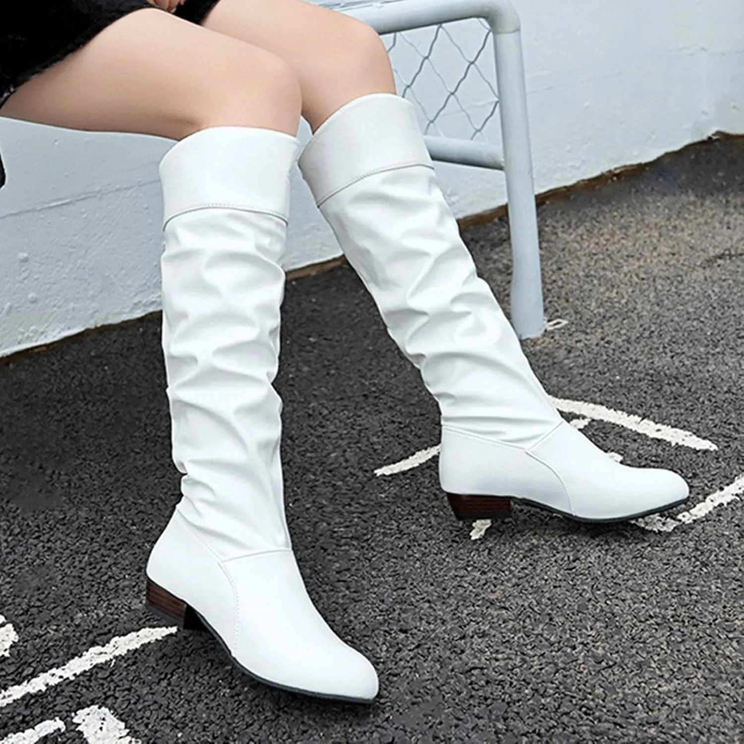 Extra Wide Calf Western Boots for Women Plus Size Dressy Boots Women 2 Inch Knee High Black Cowgirl Boots Wide Calf No Heel Womens Brown Leather Shoes Cowboy Boots for Women Booties and Mid Calf