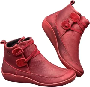 Fall Ankle Boots for Women No Heel 2024, New Arch Support Boots Fashion Lace Up Side Zipper Vintage Ankle Booties, Comfortable Slip On Flat Low Heel Boots
