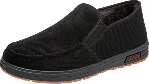 Fashion and Winter Men Casual Shoes Flat Non Slip Canvas Upper Round Toe Solid Color Slip Casual Shoes for Men No Laces