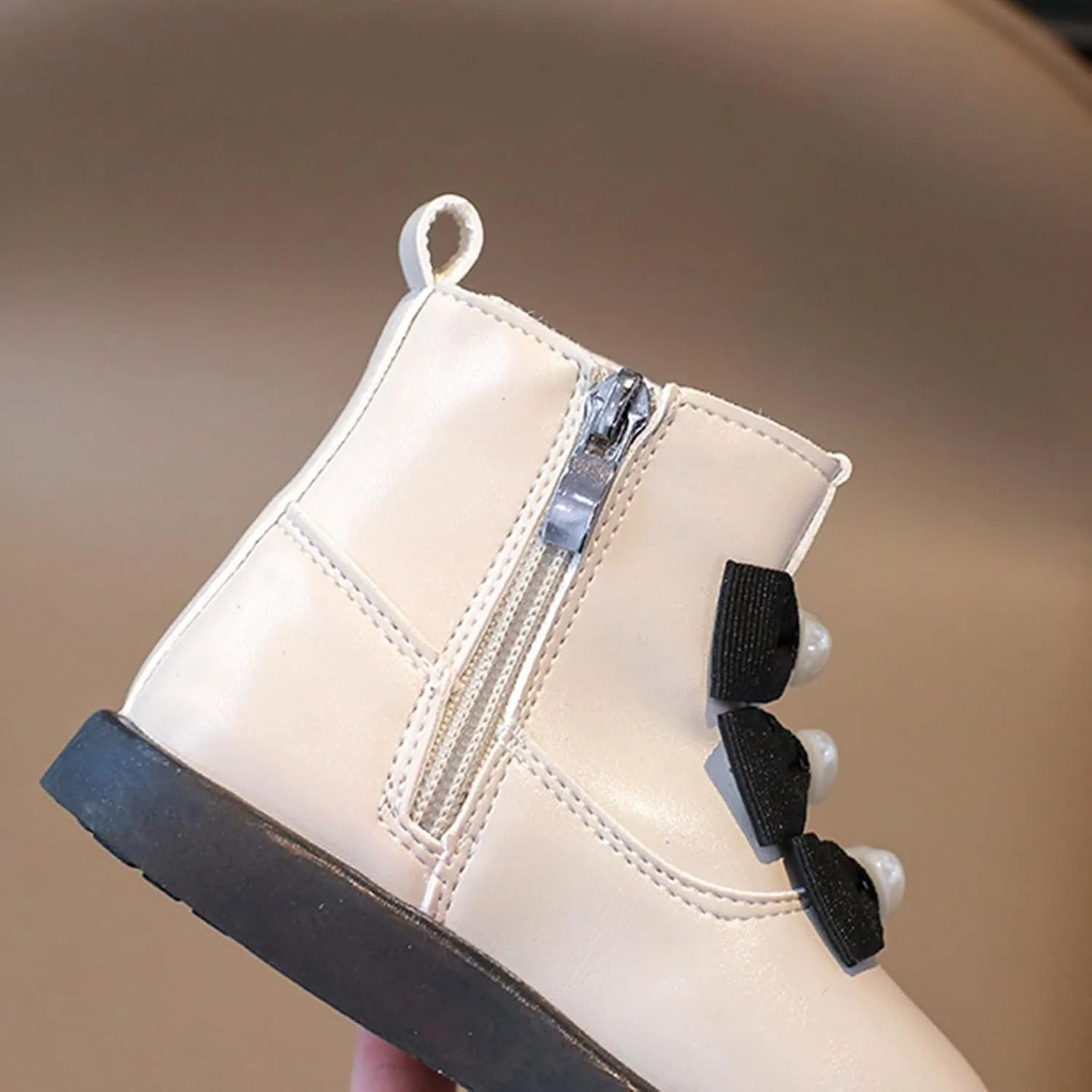 Fashion Bowtie Ankle Boots for Toddler Girls PU Leather Water Proof School Shoes Thick Girls Boots Toddler 8