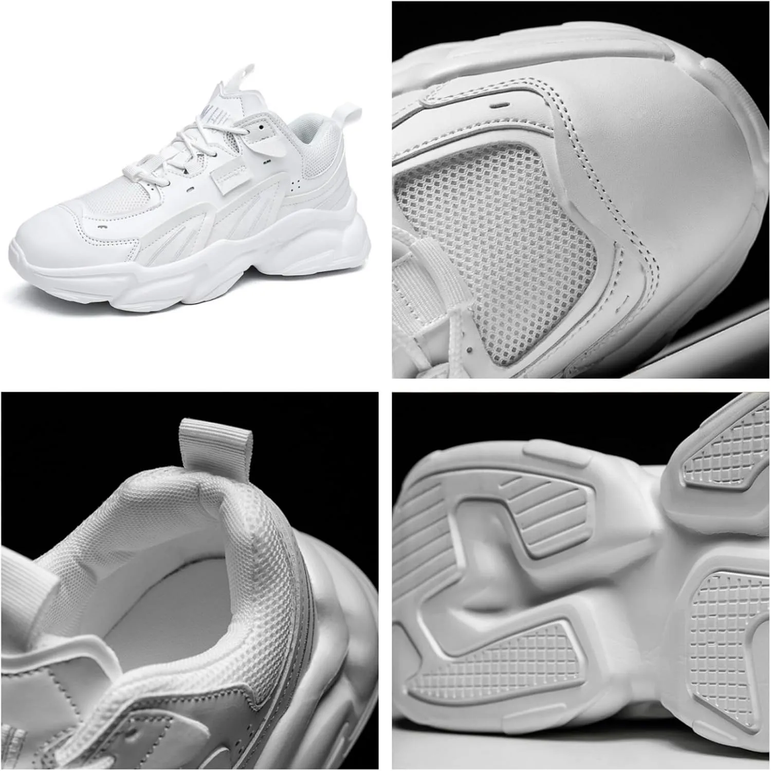 Fashion Breathable Mesh Lace Up Chunky Sneakers for Mens Lightweight Non-Slip Round Toe Walking Running Shoes Outdoor Sport Dad Shoes