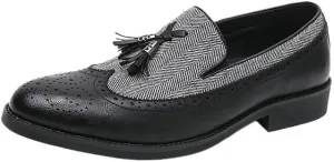 Fashion Men's Leather Shoes Business Dress Oxford Shoes for Men Two Tone Leather Shoes for Men with Tassel Slip On Men's Loafers