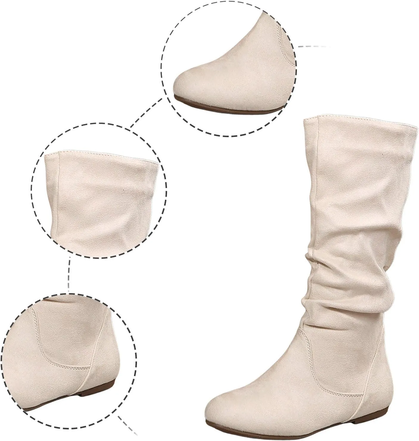 Flat Boots Women Knee High Winter Boots Zipper Suede Boots Long Slouchy Boots Western Boots Wide Calf Boots